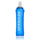 Blue flexible water bottle with 'NEWBOLER' branding on a white background