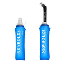 Two blue flexible water bottles with NEWBOLER branding on a white background