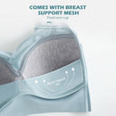 Gray bra with breast support mesh on a white background