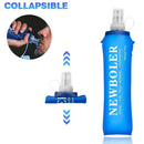 Collapsible blue water bottle with 'NEWBOLER' branding on a white background