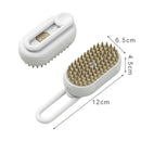 White grooming brush with bristles and dimensions labeled on a white background