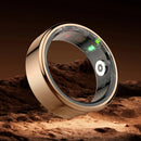 Smart ring with electronic components on a brown surface